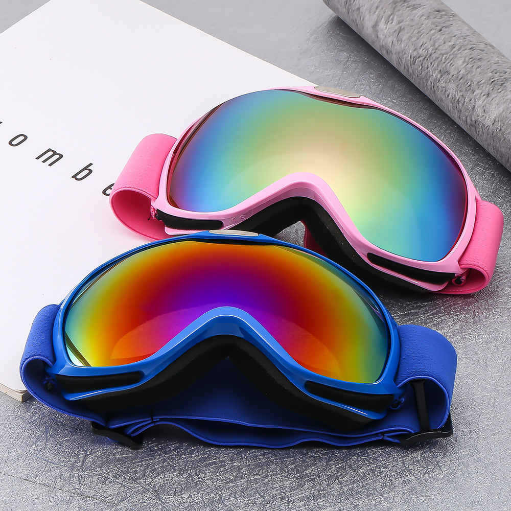 Children's colorful coated anti fog mountain skiing with mirror bag, outdoor windproof sand and snow goggles_voghion.com