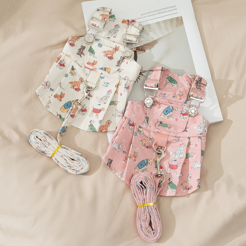 Otoño y invierno perros princesas viento caricaturas lindos cachorros tatuajes de tracción de falda de caballo falda de gato ropa de perro