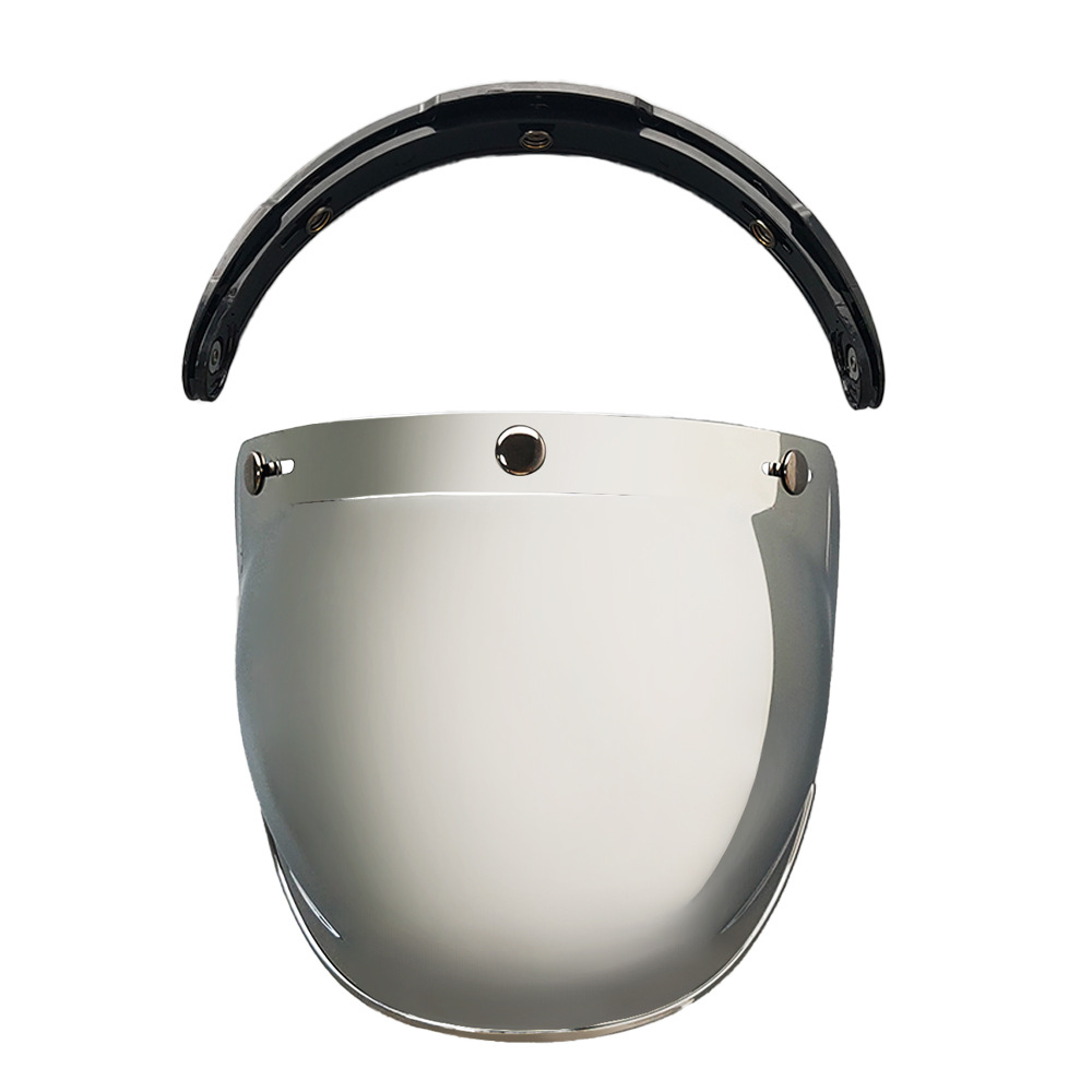 Helmet Bubble Lens Curved Three-Button Electroplating Motorcycle Retro Helmet Mirror Guard Uv Protection Sun Protection