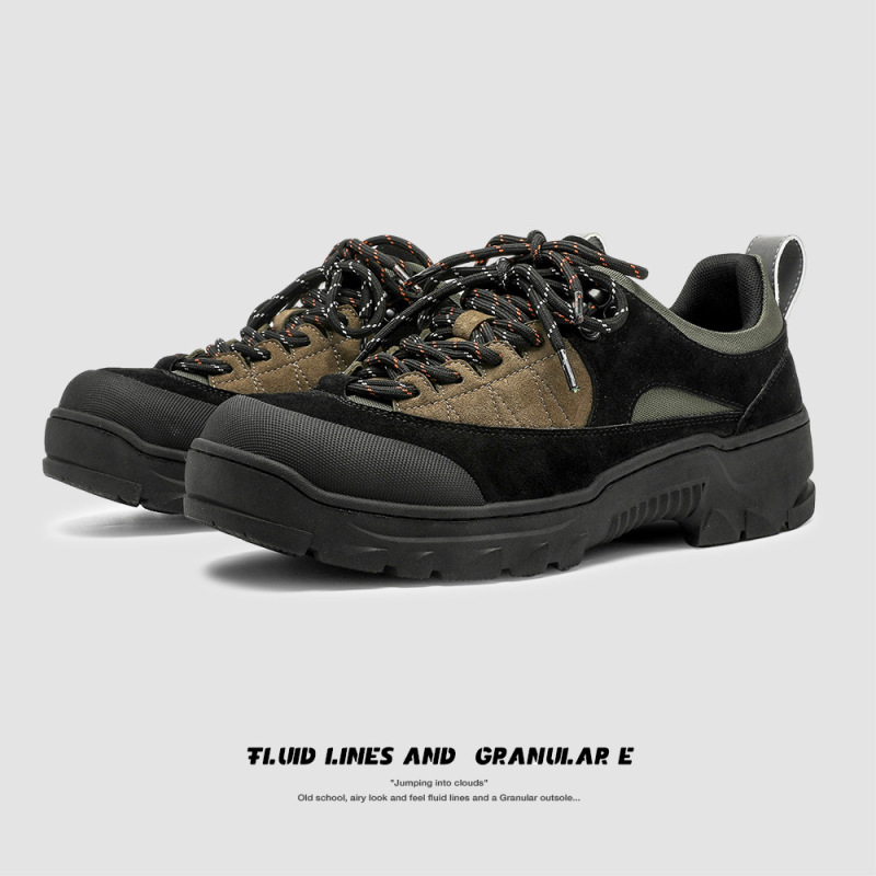 2025 new thick-soled outdoor men's hiking shoes increased lace-up short face casual shoes stitching men's and women's board shoes tide