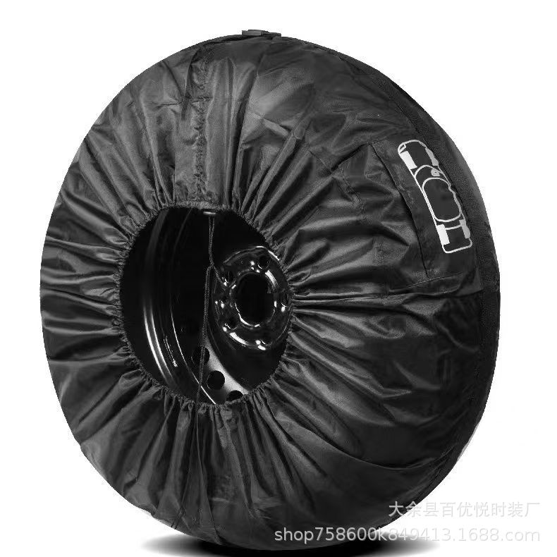 Cross-Border Hot Selling 210 Oxford Cloth Tire Cover Car Spare Tire Cover Snow Tire Storage Bag Wheel Cover Protective Cover