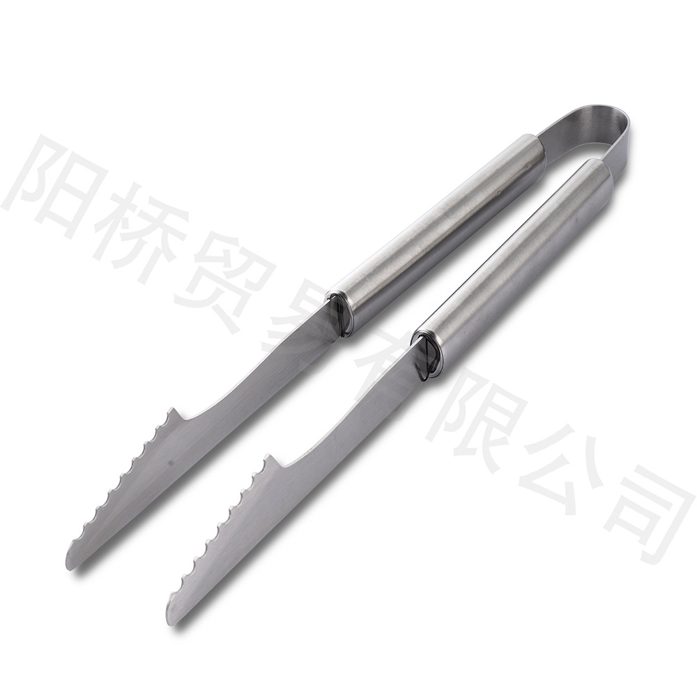 Fábrica Amazon herramientas traje combinación barbacoa al aire libre tenedor pala clip cuchillo tubo redondo mango de acero inoxidable herramienta para hornear