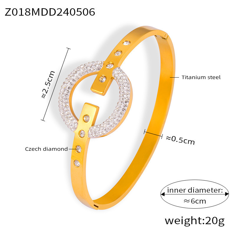 欧美潮流字母H宽窄版手镯子不锈钢镀18K金gold bangles wholesale|undefined