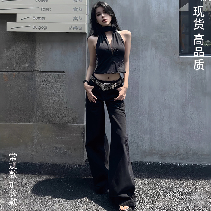 2025 New Spring and Summer Black Jeans for Women, Low-Waist Versatile Slim-Fit Pants, Flattering Flared Casual Pants