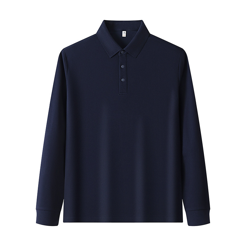 Camiseta de tapa plana de alta gama para hombres golf polo de secado rápido ropa de trabajo de negocios polo de manga larga personalizada