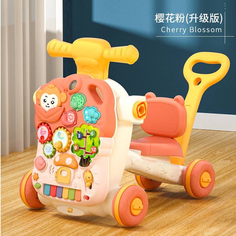 Bebé mano empuje caminante anti-o-pierna multi-funcional anti-flip bebé puede sentarse 4-en-1 caminar juguete ayuda