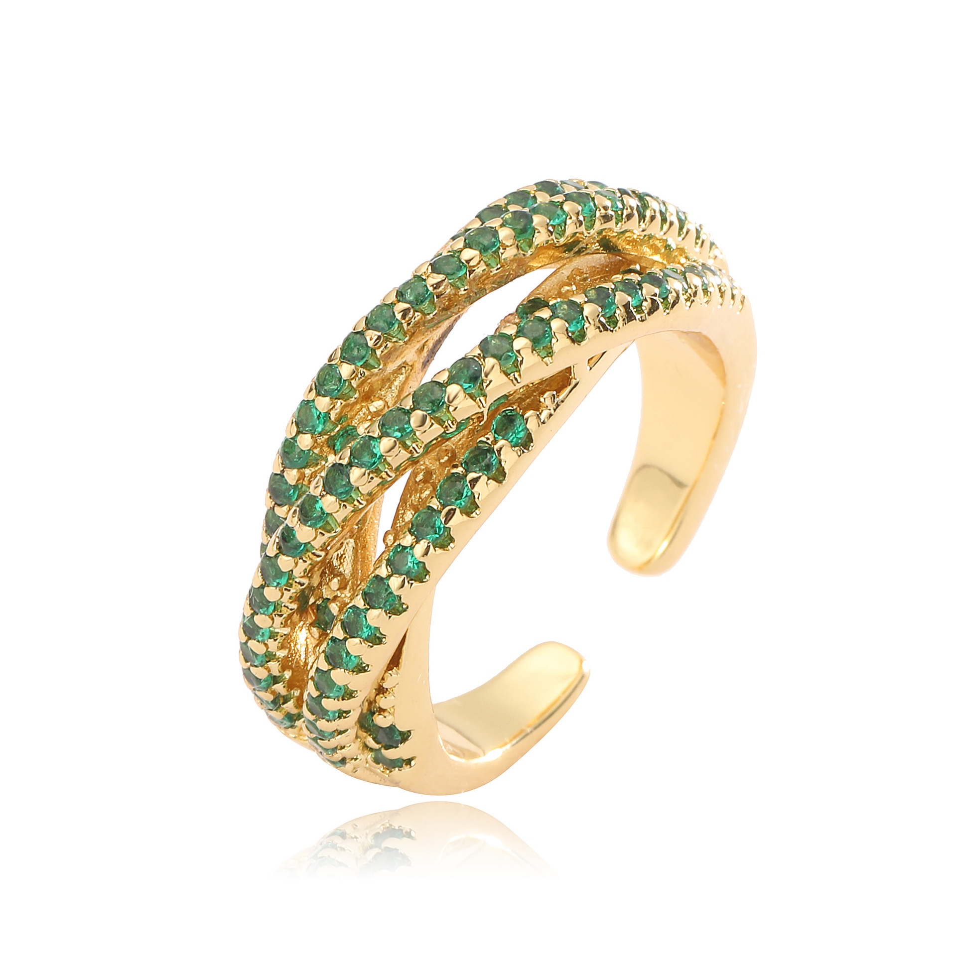 Holiday, Daily Occasion Copper Irregular Inlay Cross Geometric Rhinestones Open Rings