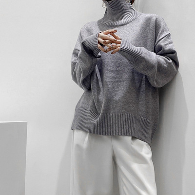 Solid sweater Basic models Long sleeve Autumn and winter New products leisure time Show thin fashion Women's wear Sweater Easy High collar sweater