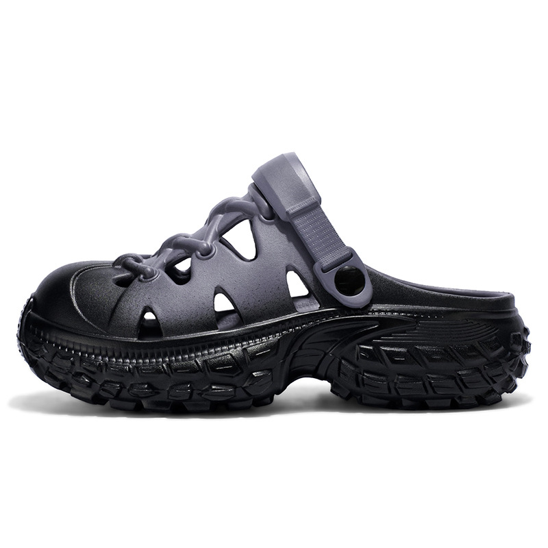 Zapatos con agujeros estilo pareja nuevo verano al aire libre para conducir suela gruesa para aumentar la playa zapatos con agujeros antideslizantes para hombres