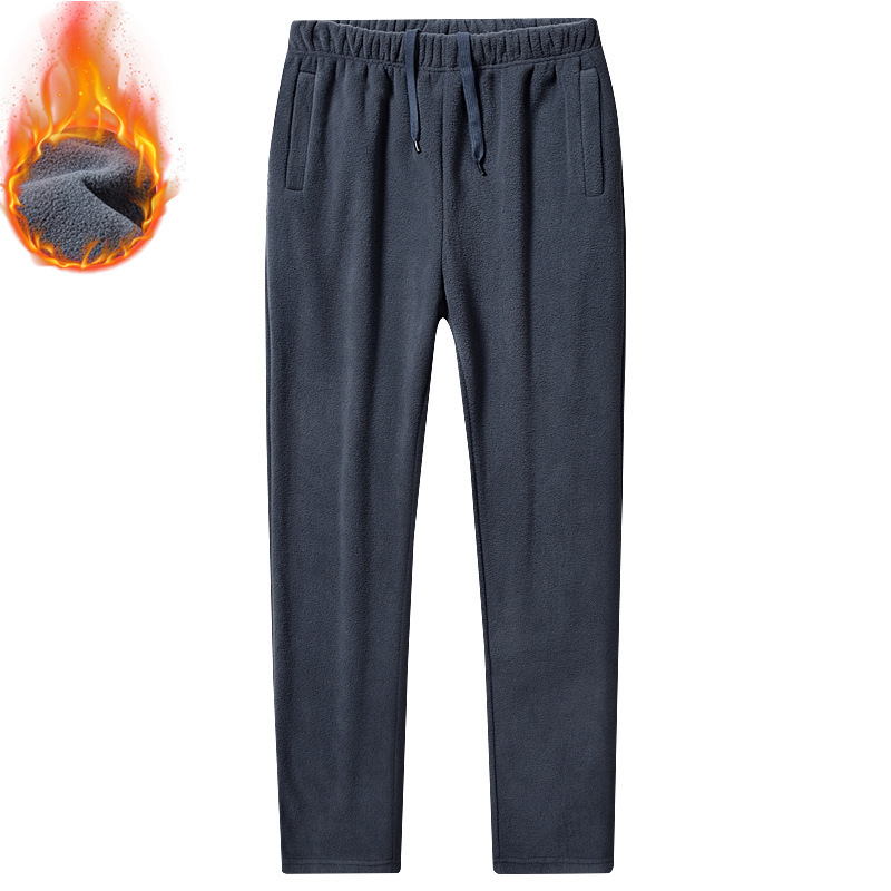 Autumn and Winter Outdoor Fleece Pants Men's Middle-aged and Elderly Sweatpants Thickened Warm Sports Pants Loose Comfortable Fleece Pants