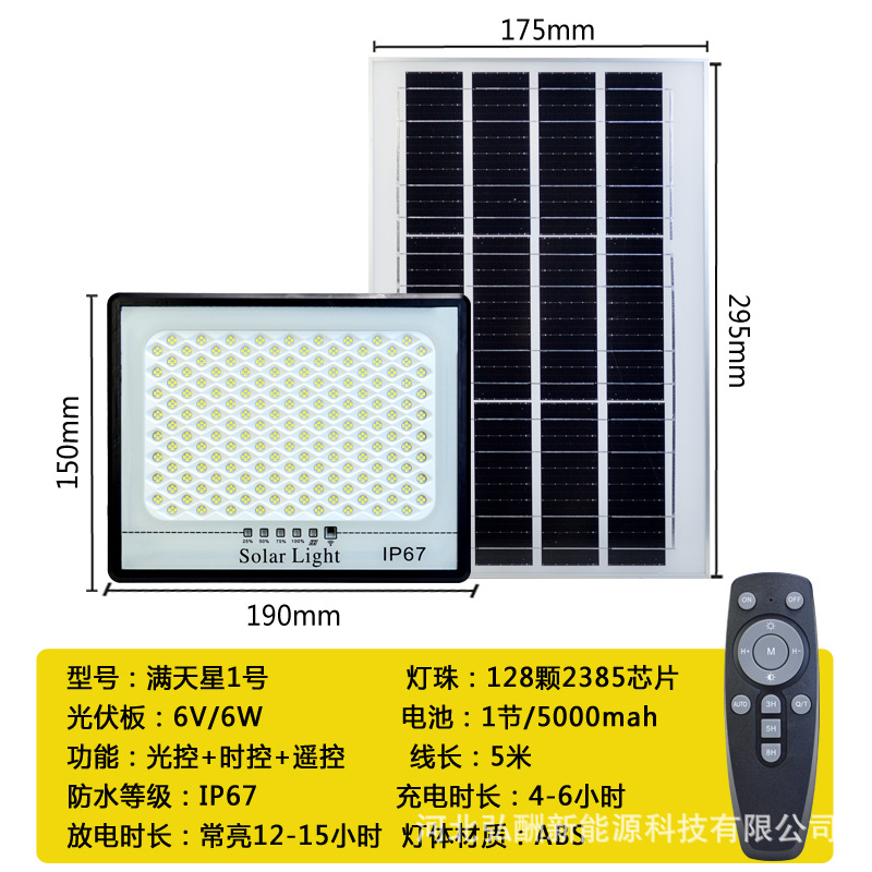 Nueva estrellado hogar solar Luz de inundación al aire libre de alta potencia jardín luz LED reflector impermeable