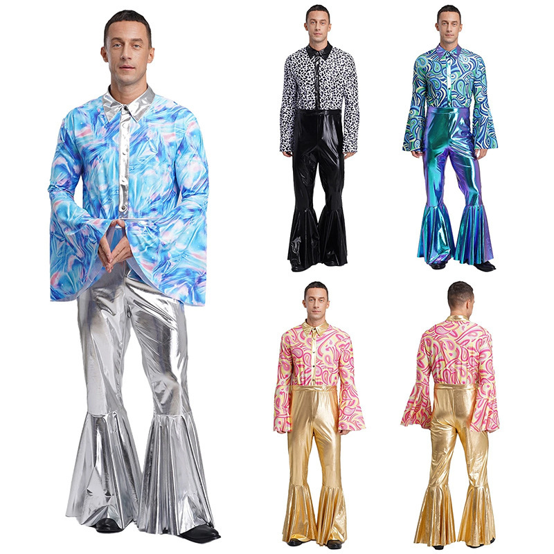 Cross-Border European and American 70S Disco Dance Costume Carnival Jumpsuit Christmas Jumpsuit Retro Jumpsuit Set