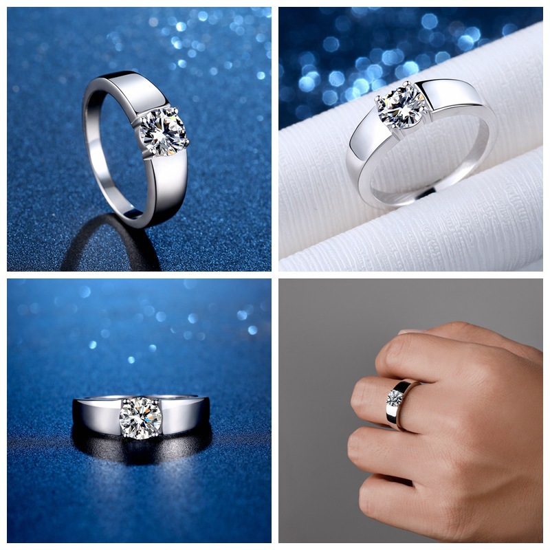 1.0ct Carat Total Weight 1.0ct 925 Sterling Silver Moissanite High Carbon Diamond Geometric Rings Moissanite Rings GRA Certificate