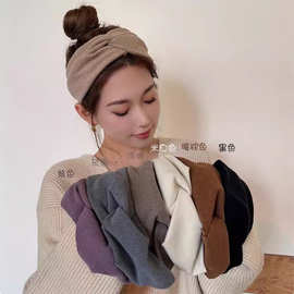 秋冬复古绒布针织交叉发带洗脸头箍女士头带宽边运动发带压发头饰