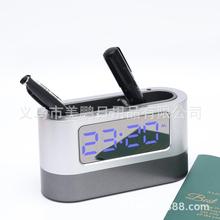 彩色灯光多功能电子万年历笔筒电子闹钟二合一创意笔筒钟闹钟批发