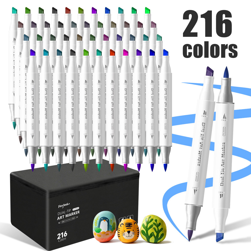 Amazon's Best-Selling Double-Headed Alcohol Marker Set 216-Color Student Pen Soft-Head Alcohol Student Art Exam Brush