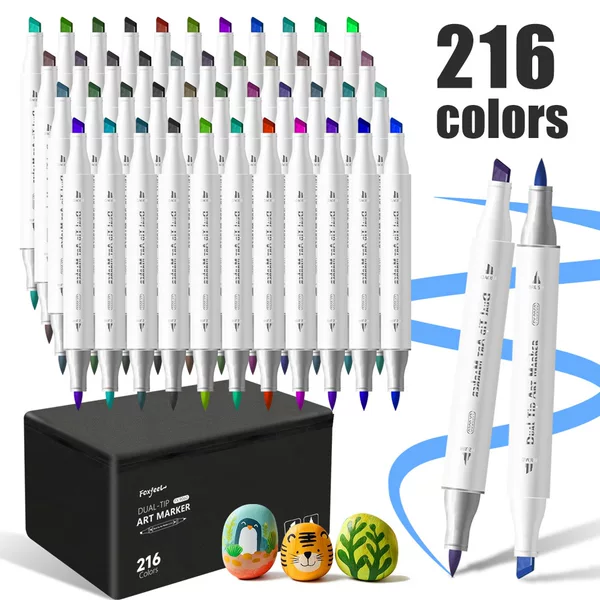Amazon's Best-Selling Double-Headed Alcohol Marker Set 216-Color Student Pen Soft-Head Alcohol Student Art Exam Brush