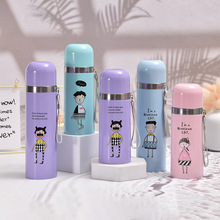 跨境不锈钢保温杯密封防漏子弹头杯户外便携带提绳运动水杯批发