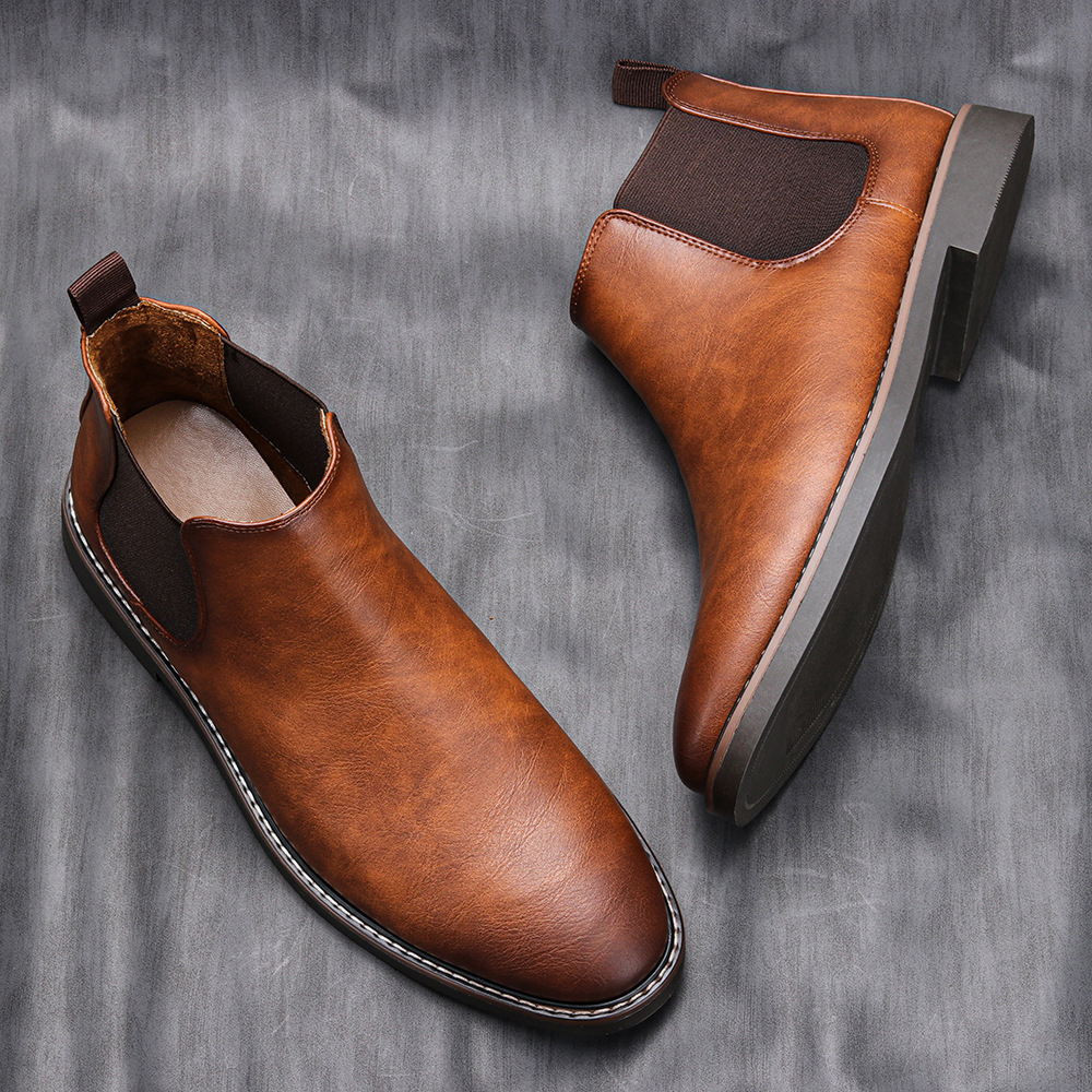 Herren Britische Herrenschuhe Polnische Farbe Mode Retro Herren Übergröße Stiefeletten Stiefeletten_voghion.com