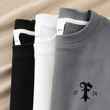 德绒打底衫长袖t恤男潮牌潮流秋冬内搭圆领上衣服双面绒保暖秋衣