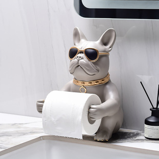 French Bulldog Washbasin Desktop Roll Paper Coffee Table Napkin Storage Box Living Room Dog Ornaments Bathroom Tissue Box
