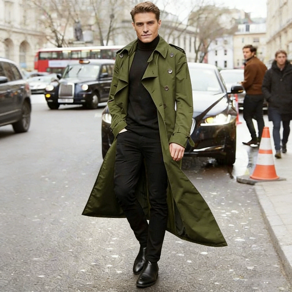 2024 Трансграничный AliExpress Amazon Независимая станция Европейская и Американская мужская одежда длинная ветровка модная повседневная мужская куртка