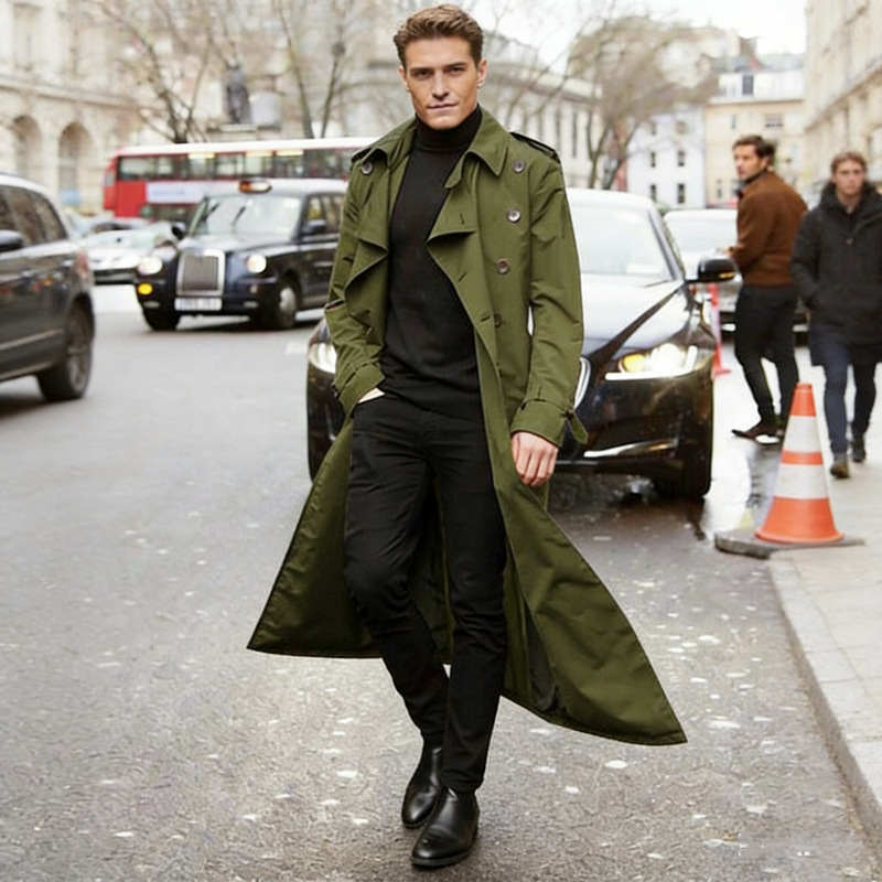 2024 cross-border AliExpress Amazon independent station European and American men's lengthened windbreaker fashion casual men's coat 2024 cross-border AliExpress Amazon independent station European and American men's lengthened windbreaker fashion casual men's coat