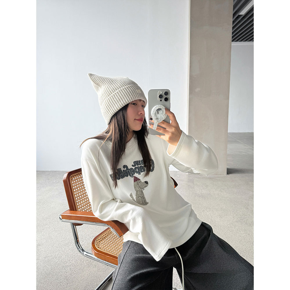 【王琪芝】卡通小狗印花短袖T恤女显瘦甜美宽松百搭个性上衣WQ059