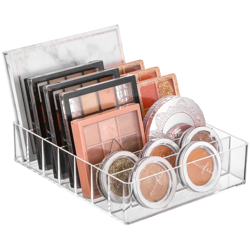 Bandeja de sombra de ojos caja de almacenamiento de cosméticos lápiz labial pastel en polvo Blush rack de almacenamiento de escritorio cajón de plástico transparente dividido