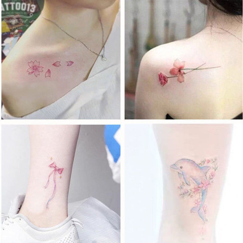 紋身貼半永久防水男女持久個性英文字母性感花朵情侶仿真貼紙代發