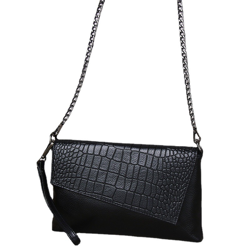 Stone Grain Genuine Leather Clutch Bag For Women 2023 New Trendy Large Capacity Chain Crossbody Bag Fashion Party Handbag - Thumbnail 5