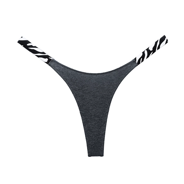 1052T женские стринги из чистого хлопка в европейском и американском стиле AliExpress, удобные широкие эластичные трусики с высоким вырезом и Т-образной спинкой с боковым ремешком и леопардовым принтом зебры