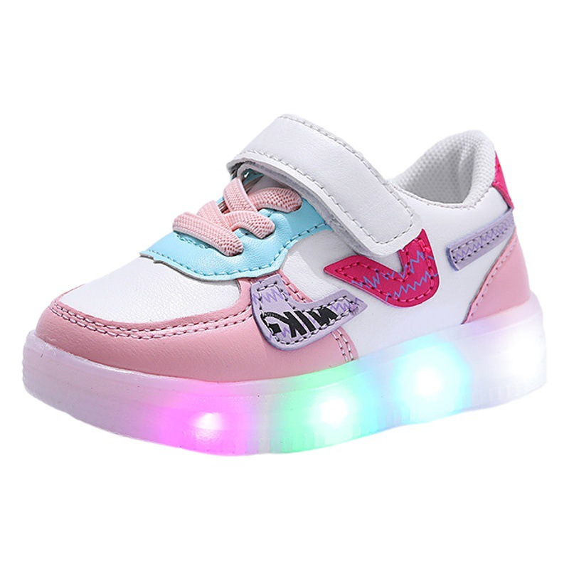 Niños zapatilla de deporte 2023 primavera y otoño nuevo estilo coreano velcro suave inferior niños zapatos niñas zapatos de luz LED moda