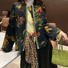 香云纱新中式老钱风南油拼桑蚕丝秋冬素批发真丝丝绒邹缎撞布棉衣