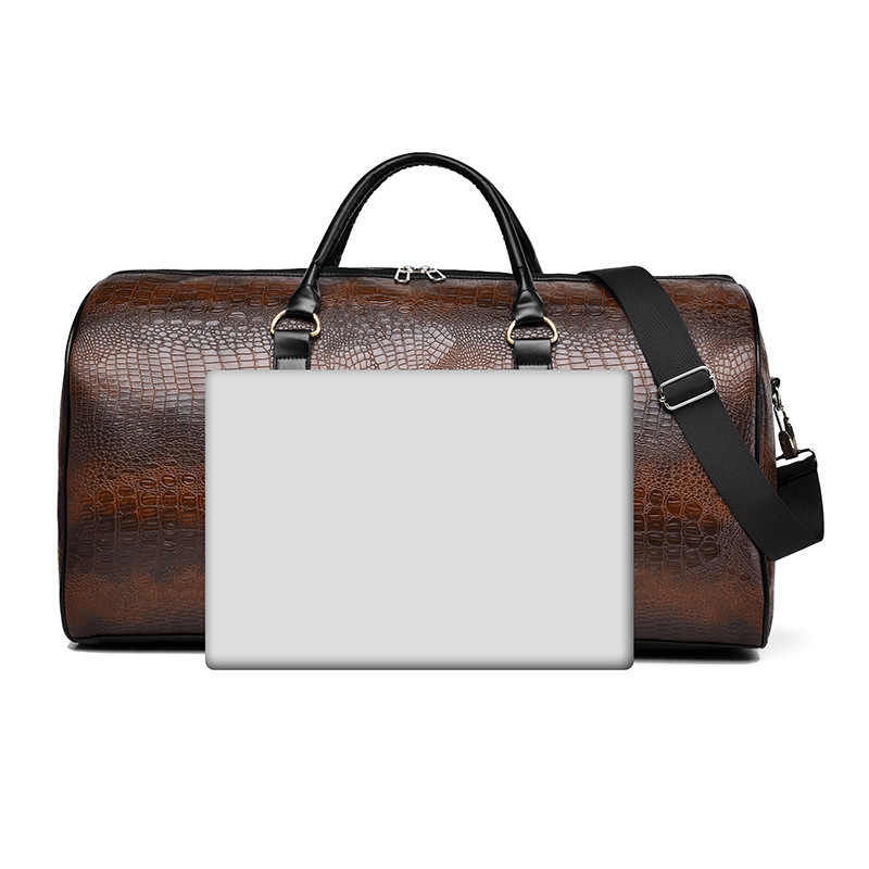 Nueva bolsa de viaje impermeable de gran capacidad para hombres, bolsa de equipaje de pu con patrón de cocodrilo de moda, bolsa de almacenamiento de viaje de negocios al por mayor