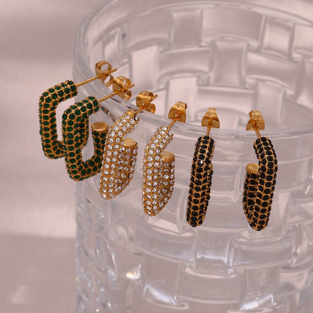 Geometric Pattern Women'S Gender PVD Coated Real Gold Plated 18K Gold Geometric 304 Stainless Steel Fashion Waterproof Non Tarnish Earrings