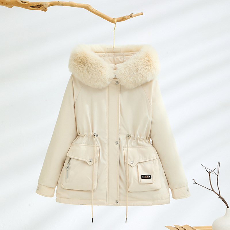 2024 nueva escuela de mujeres superando el corto invierno encapuchado ropa de algodón plumón más vello grueso calentamiento universal moda coreana image 2