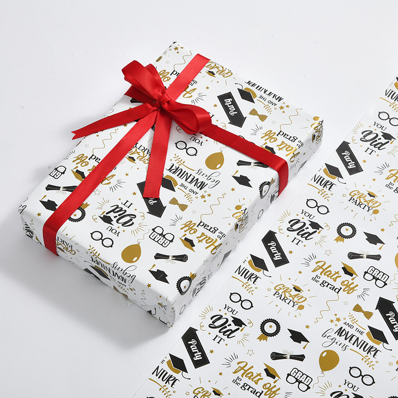 Nuevo papel de regalo al por mayor diseño simple temporada de apertura papel de regalo caja de regalo papel de embalaje de Graduación