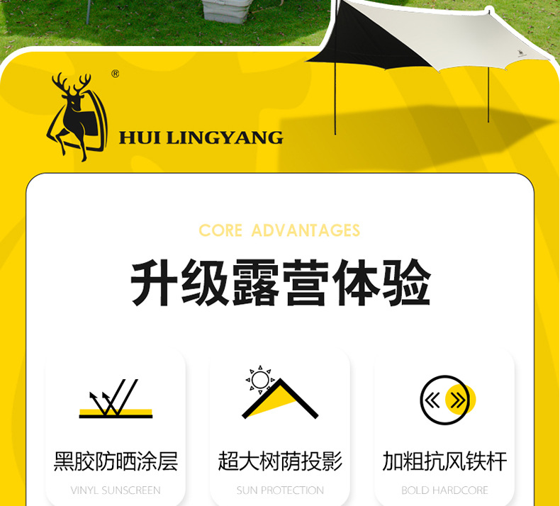 Outdoor Vinyl Canopy Thickened Tent Portable Camping Sunshade Rainproof Sun Protection Hexagonal Octagonal Picnic Butterfly-Shaped