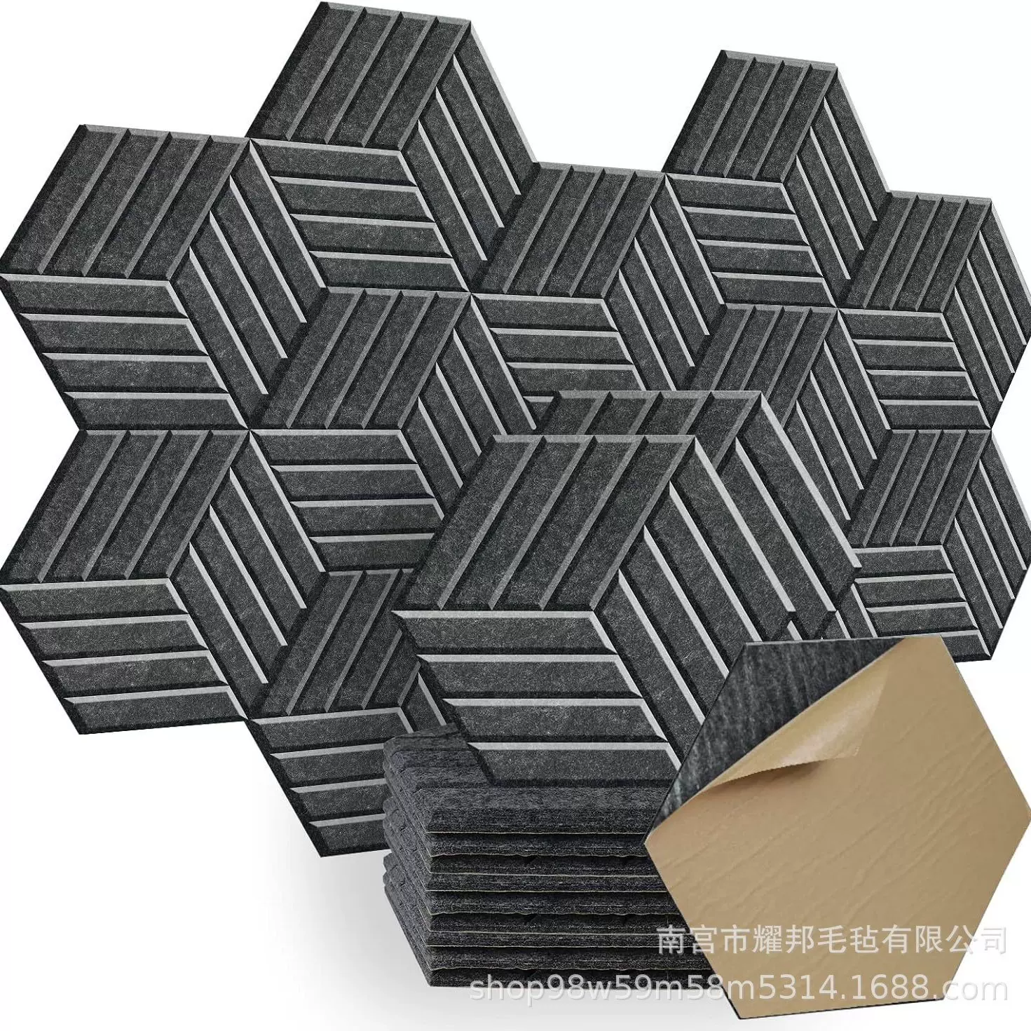 跨境亚马逊毛毡隔音板自粘隔音棉墙贴室内消音材料聚酯纤维吸音板