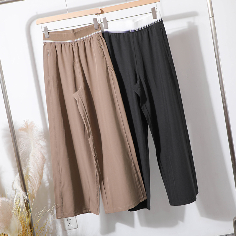 Canadian Women's Cool-Touch Quick-Dry Elastic High-Waist Loose Wide-Leg Casual Pants 2391