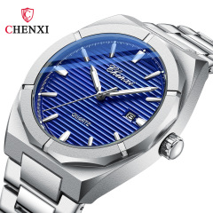 Morning Dawn Business Men's Watch with Bar Calendar, Polygonal Night Light, Waterproof Steel Strap, Overseas Trade Quartz Watch for Men
