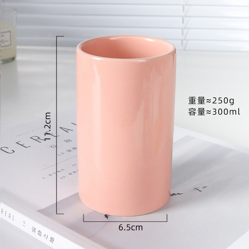 Vaso simple para enjuague bucal, vaso de cerámica, soporte para cepillo de dientes, vaso de agua para parejas, vaso cilíndrico, vaso para enjuague bucal para uso en hoteles y en el hogar