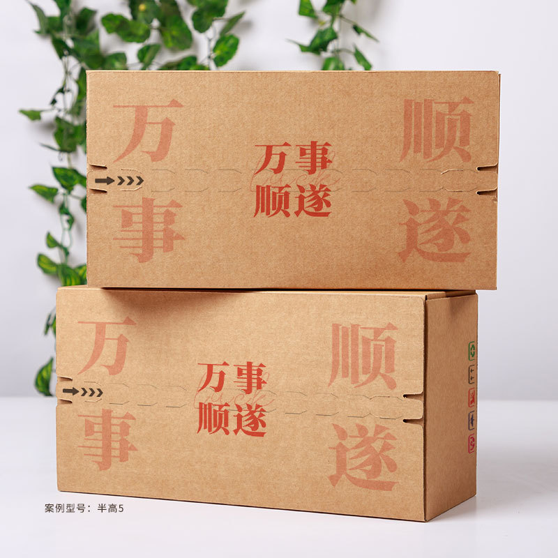 万事顺遂标语包装纸盒春节送礼干果零食通用快递物流拉链纸箱221