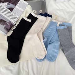 潮流布標中筒襪女運動襪ins堆堆襪韓國簡約襪子