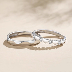 "New Love Inspired Couple's Ring Set for Women - Simple Band Ring Pair for Men, Niche Luxury Birthday Gift for Girlfriend"