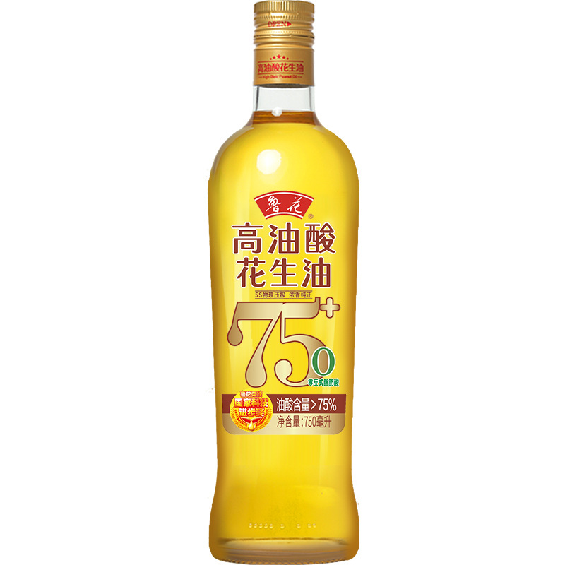 【官方直营】鲁花高油酸花生油750ml 5S物理压榨一级食用油可批发