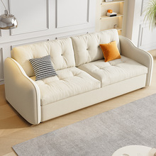 奶油风多功能沙发床可折叠两用绒布懒人沙发客厅小户型储物伸青贸