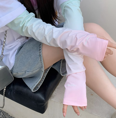 日焼け止め氷糸袖カバー女性夏2025新型ゆるい通気性紫外線防止自転車運転腕氷袖|undefined