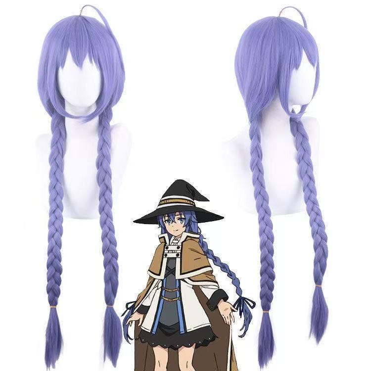 Silk Yue Jobless Reincarnation Loxi Cos Wig Loxi Blue Double Ponytail Braid Cosplay